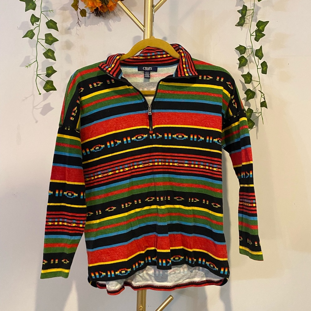 Tribal Print Half Zip Long Sleeve